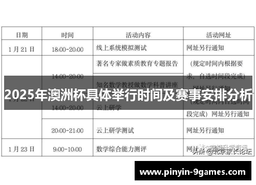 2025年澳洲杯具体举行时间及赛事安排分析